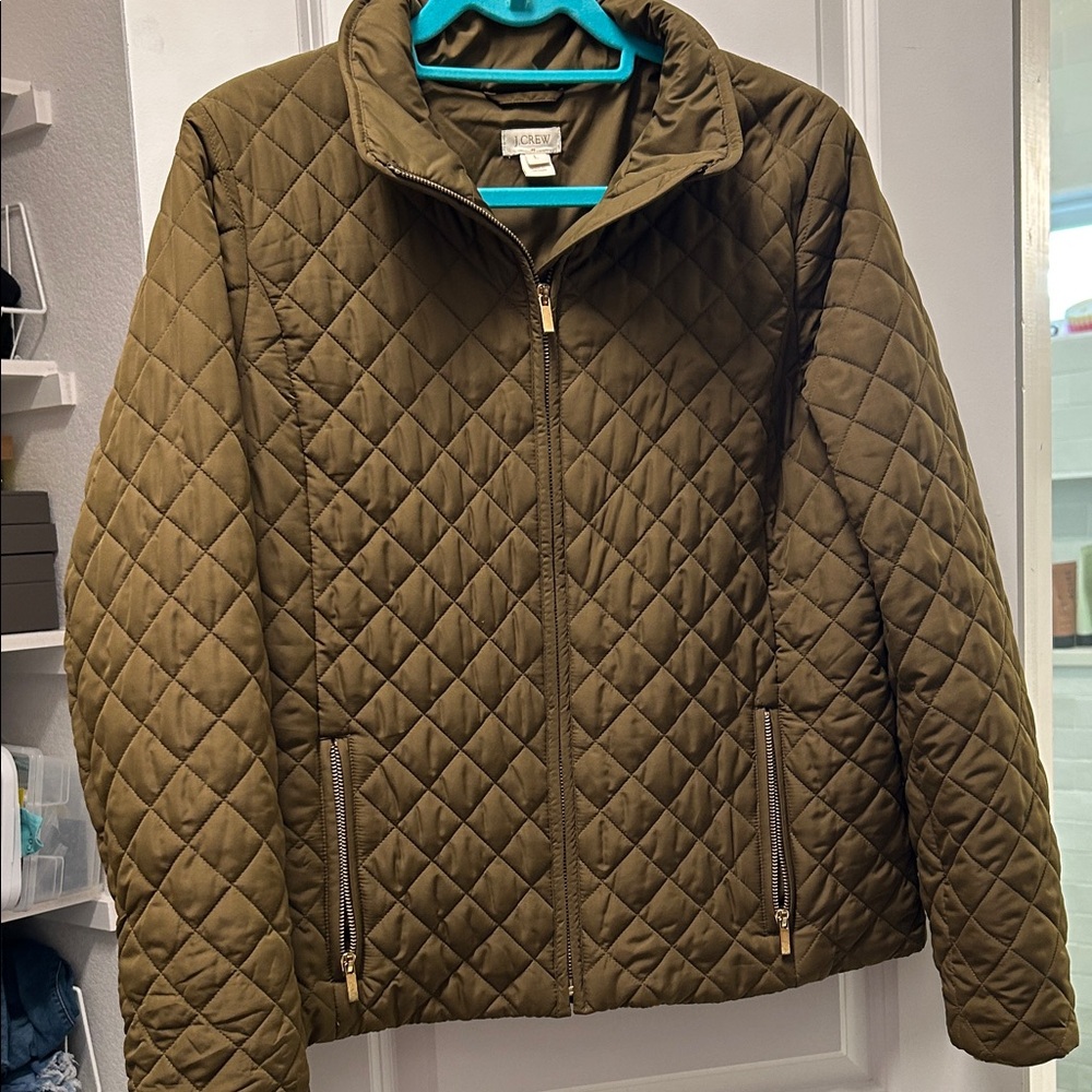 J Crew Women's Puffer Jacket - Olive Green
